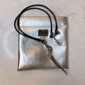 D&G Italian Horn Pendant with black leather cord